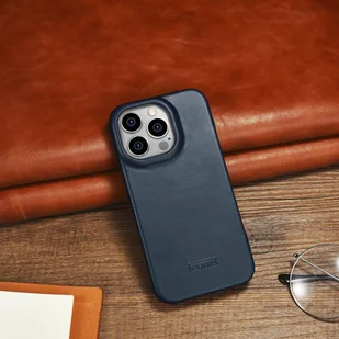 iCarer CE Oil Wax Premium Leather Folio Case skórzane etui iPhone 14 Pro Max z klapką magnetyczne MagSafe niebieski (AKI14220708-BU) - Etui i futerały do telefonów - miniaturka - grafika 25