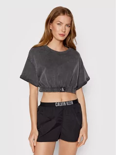 Koszulki i topy damskie - Calvin Klein Swimwear T-Shirt KW0KW01780 Szary Cropped Fit - grafika 1