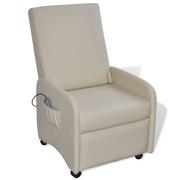 Fotele - vidaXL Fotel do masażu z kremowej, sztucznej skóry - miniaturka - grafika 1