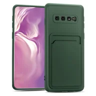 Etui i futerały do telefonów - Etui na telefon komórkowy Samsung Galaxy S10 Plus silikonowe etui ochronne z kieszenią na kartę Slim Wallet Case, zielone - miniaturka - grafika 1