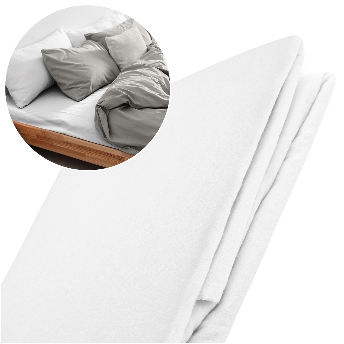 Prześcieradło z gumką 90x200 flanela kolor biały