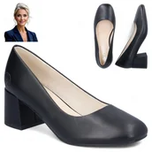 Czółenka - Rieker SKÓRZANE Czółenka Damskie Wygodne Półbuty Eleganckie na klocku 37 - miniaturka - grafika 1