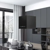 Okapy kuchenne - Shumee Wiszący okap nad wyspę dotykowy LCD 37 cm stal - miniaturka - grafika 1