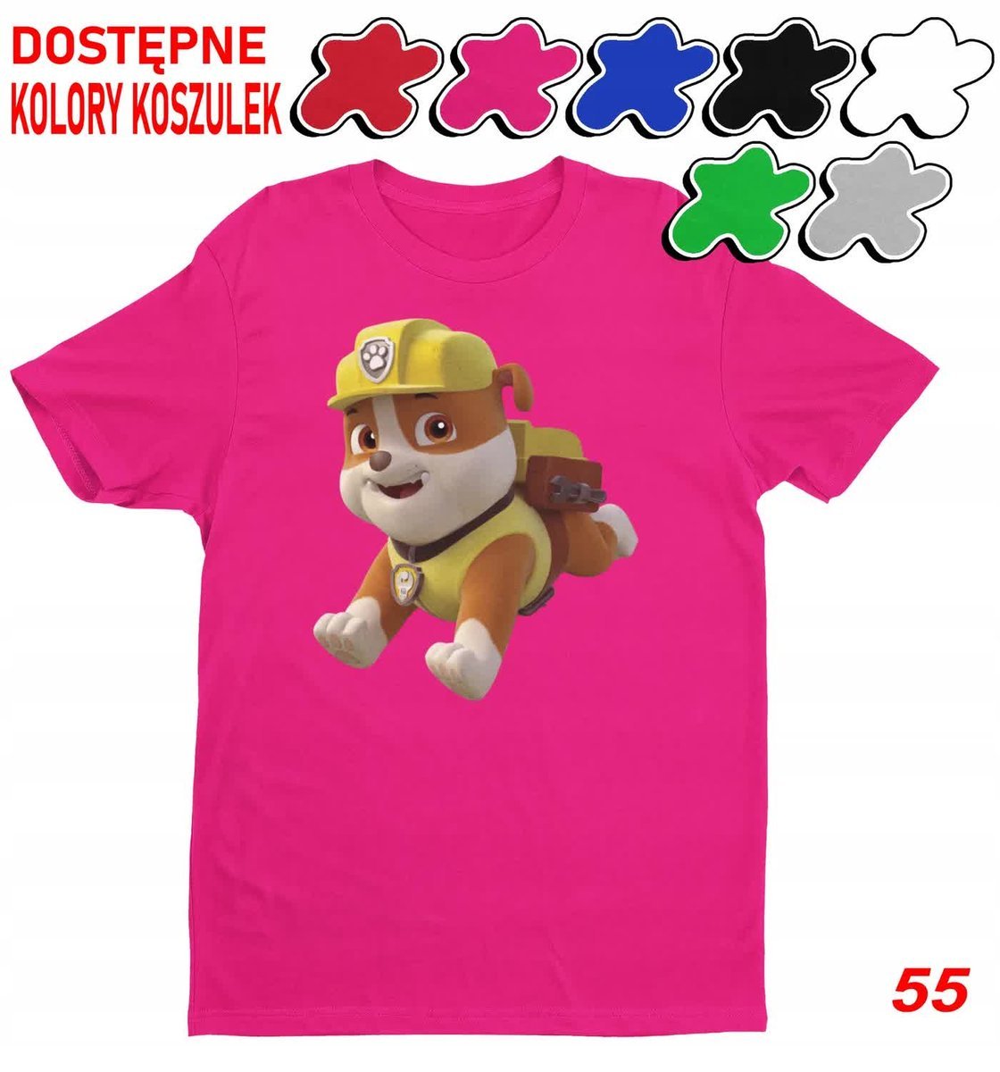 Dziecięca Koszulka Z Nadrukiem Duży Wybór Psi Patrol Zuma Rubble -M 134-140