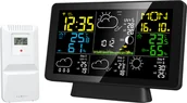 Stacje pogodowe - Cyfrowa stacja pogodowa z nadajnikiem i czujnikiem wewnętrznym / zewnętrznym, bezprzewodowe sterowanie aplikacją, stacja prognozy pogody z kolorowym ekranem VA, bezprzewodowa transmisja 152 m, światło słoneczne, faza drzemki, kalendarz, temperatura, termometr, monitor wilgotności dla domu - miniaturka - grafika 1