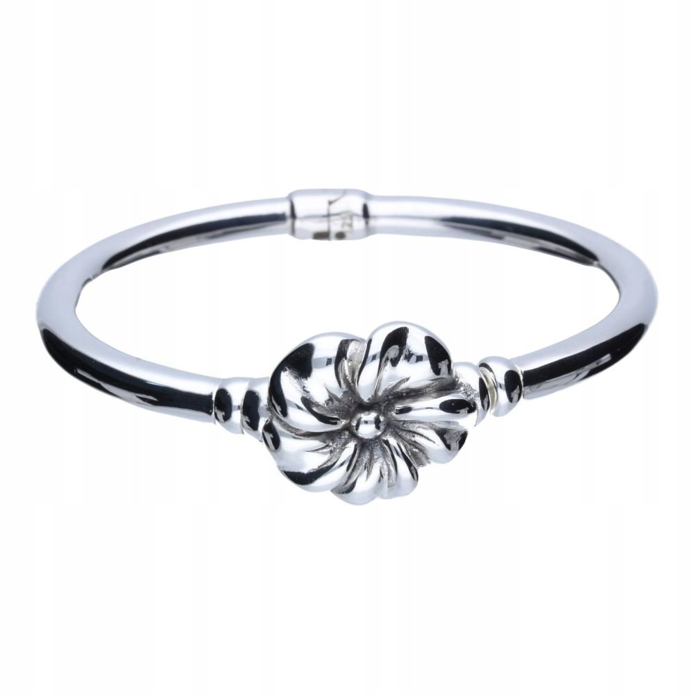 Bransoleta typu bangle srebro 925 oksydowane waga 13.06g kwiat na prezent