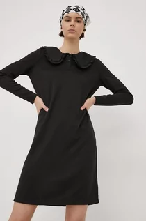 Sukienki - Vila sukienka kolor czarny mini prosta - grafika 1