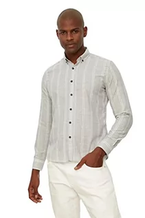 Koszule męskie - Trendyol Męska koszula z guzikami w paski, krój slim fit, rozmiar XL - grafika 1