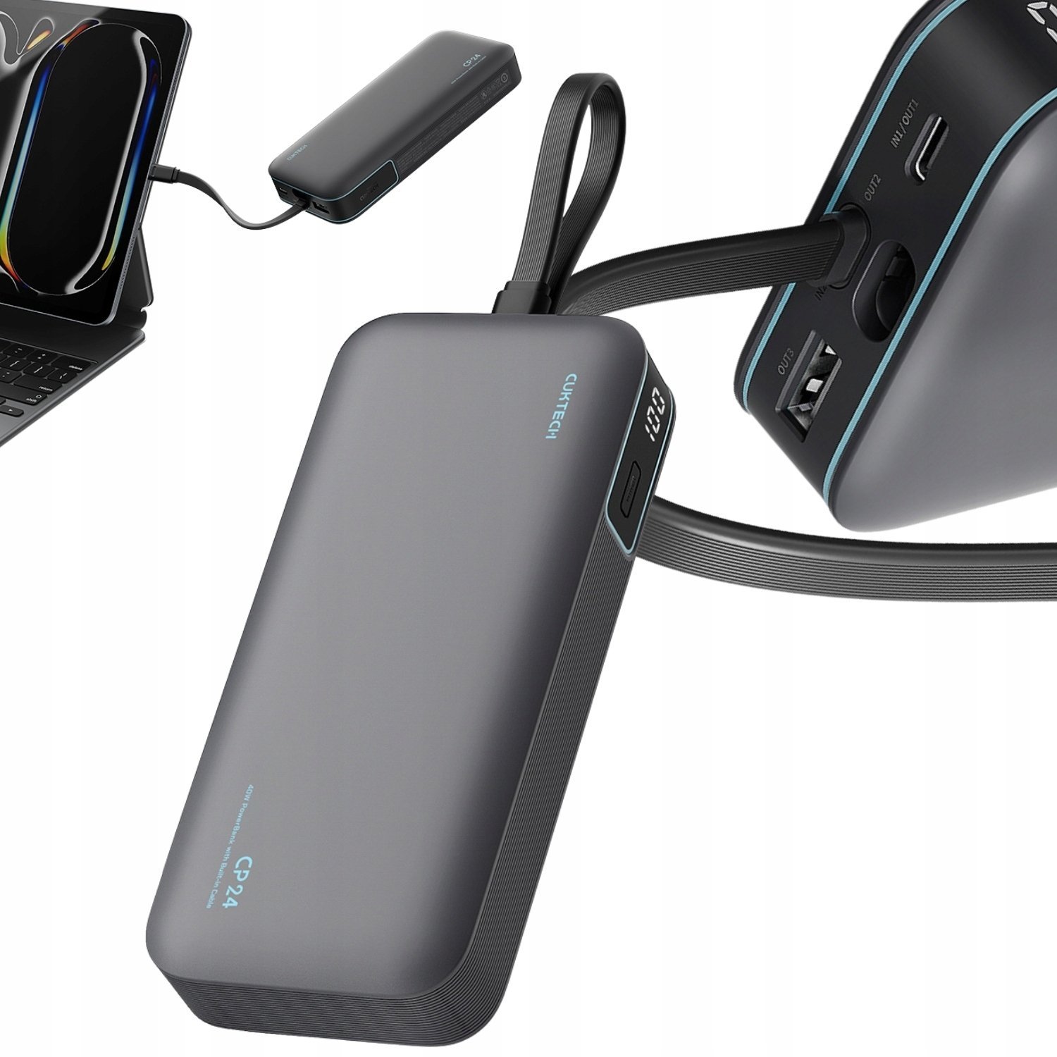 Cuktech LPB200N 40W 20000mAh ze zintegrowanym kablem Szary