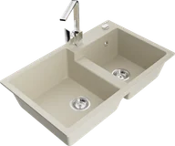 Zlewozmywaki z baterią - Mexen Tomas zlewozmywak granitowy 2-komorowy z baterią kuchenną Rita, beżowy - 6516-69-670300-00 - miniaturka - grafika 1