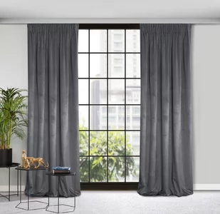 Eurofirany Zasłona welwetowa Rosa na taśmie 140x270 Grafitowa ex-z-rosa-graf-140x270-t - Zasłony - miniaturka - grafika 1