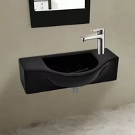 Umywalki - vidaXL vidaXL Ceramiczna umywalka z otworem na kran czarna - miniaturka - grafika 1
