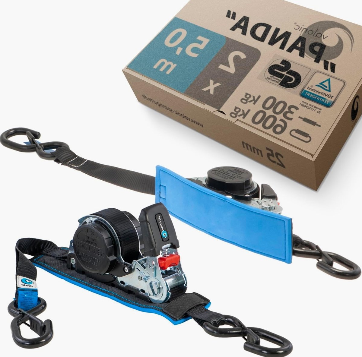 PASY MOCUJĄCE AUTOMATYCZNE 2 SZTUKI 5M 25MM 300KG HAKI POLIESTER