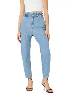 Spodnie damskie - Koton Damskie spodnie jeansowe elastyczny pas Relax Fit High Waist - Baggy Jean, Light Indigo (Lgt) - grafika 1