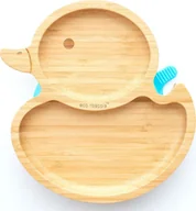 Miseczki i talerzyki dla dzieci - ECO RASCALS ECORASCALS Miseczka Bambusowa niebieska Kaczuszka zprzyssawką - miniaturka - grafika 1