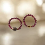 Pierścionki - Zestaw pierścionków : granat, kwarc dymny, złoty hematyt - miniaturka - grafika 1