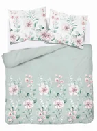 Pościel - Pościel z mikrofibry 220x200 Miętowa Różowy kwiatki - miniaturka - grafika 1