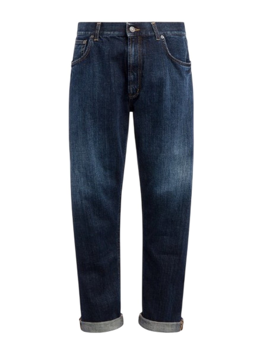 jeansy męskie dondup - jeansy 5 tasche loose ervin in denim fisso cross bl - niebieski