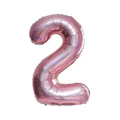 Balony i akcesoria - Balon Foliowy Cyferka "2" RoseGold Brokat (100cm.) - miniaturka - grafika 1