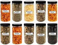 Pojemniki kuchenne - POJEMNIK PLASTIKOWY SŁOIK MAKARON 1,25L 10 SZTUK +ETYKIETY - miniaturka - grafika 1