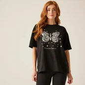 Koszulki i topy damskie - Regatta Christian Lacroix Damska koszulka z krótkim rękawem oversize Bellegarde Czarny, Cotton, Rozmiar: 40 - miniaturka - grafika 1