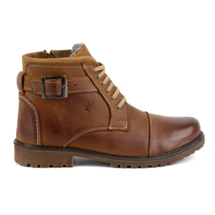 Buty Zimowe Męskie Trzewiki sznurowane 136GT brązowe - Buty Olivier - Botki męskie - miniaturka - grafika 1