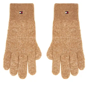 Rękawiczki Damskie Tommy Hilfiger Flag Fluffy AW0AW17797 Beżowy - Rękawiczki - miniaturka - grafika 1
