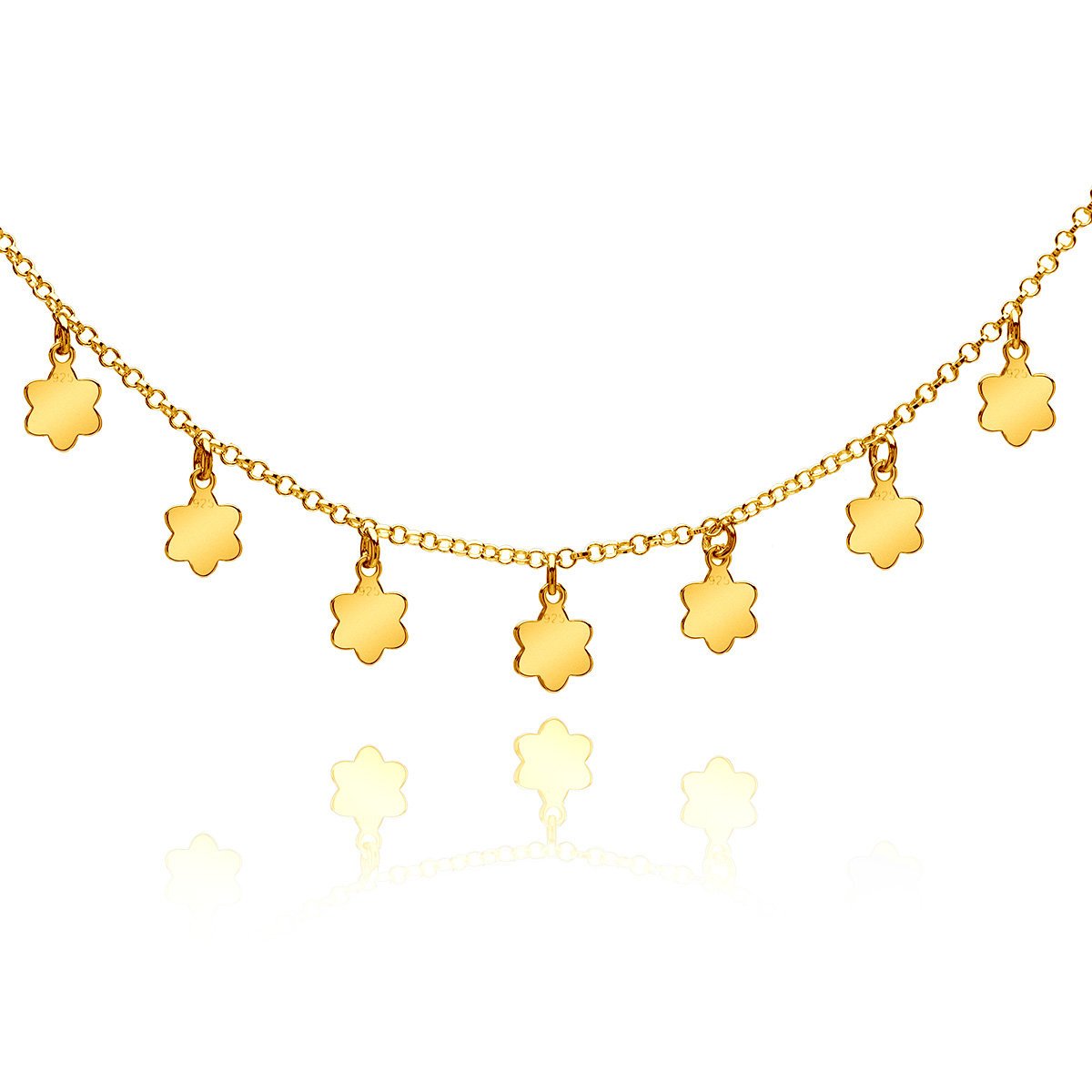 Naszyjnik z kwiatuszkami srebrny pozłacany