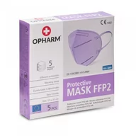 Maseczki antysmogowe - OPHARM Maska Ochronna FFP2 fioletowa, 5szt. - miniaturka - grafika 1