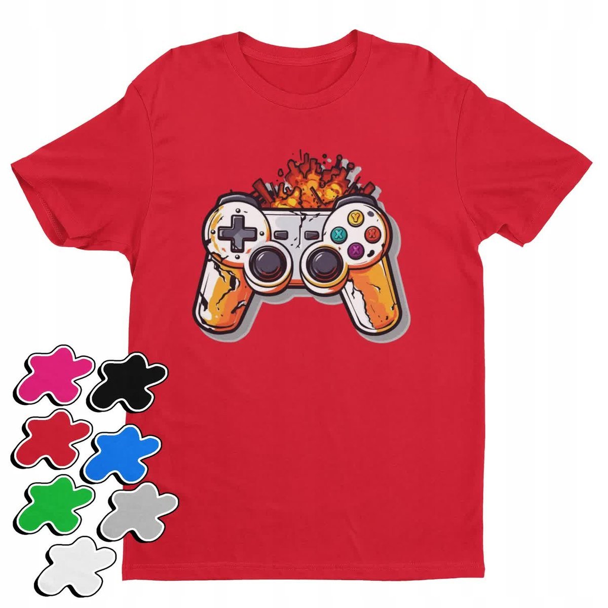 Koszulka T-Shirt Dziecięca Z Nadrukiem Dla Gracza Pad Gammer Gry-M 134-140