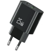 Ładowarki do telefonów - Ładowarka sieciowa USAMS CC315 T65 25W 1xUSB-C 1xUSB-A Fast Charging czarny - miniaturka - grafika 1