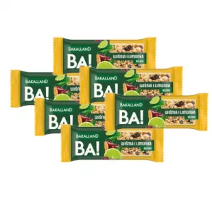 Bakalland Baton BA!lans Wiśnia z limonką Zestaw 6 x 38 g - Batoniki - miniaturka - grafika 1