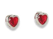 Kolczyki - Klipsy do uszu srebrne serduszka czerwone - miniaturka - grafika 1