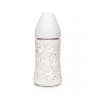 Suavinex Butelka Premium 270ml smoczek okrągły silikonowy 3 przepływowy Królik Szary Hygge Baby - Butelki dla niemowląt - miniaturka - grafika 1