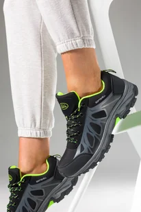 Czarne buty trekkingowe damskie sznurowane z seledynowymi dodatkami softshell Casu B2110-2 - Buty trekkingowe damskie - miniaturka - grafika 1