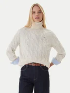 Swetry damskie - Tommy Hilfiger Golf WW0WW46791 Beżowy Regular Fit - miniaturka - grafika 1