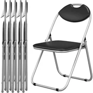 Krzesła - Zestaw 6 Składanych Krzeseł Metalowych z Tapicerowanym Siedziskiem, Przenośne Krzesła dla Gości z Uchwytem, do Biura lub Jadalni, Nośność 115 kg (6) - miniaturka - grafika 1
