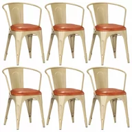 Krzesła - vidaXL Krzesła stołowe, 6 szt., brązowe, skóra naturalna - miniaturka - grafika 1