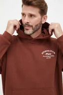 Bluzy męskie - Fila bluza męska kolor brązowy z kapturem gładka - miniaturka - grafika 1