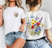 Koszulki i topy damskie - Koszulka z nadrukiem - kwiaty - wzór g18 - miniaturka - grafika 1