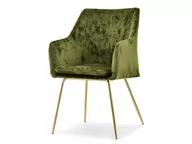 Krzesła - Wygodne Krzesło Do Nowoczesnego Pokoju Dori Zielony Mech Złota Noga - miniaturka - grafika 1
