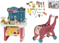 Zabawy w naśladowanie dorosłych - DWM SUPERMARKET SKLEP KASA FISKALNA + WÓZEK RÓŻ 40EL. - miniaturka - grafika 1