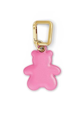 UNTAGS - Niedźwiedź charms - materiał z efektem skóry - złota metalowa klamra w zestawie - różowy