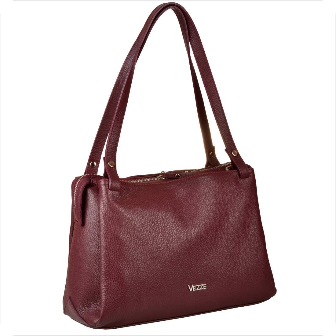 Vezze włoska torba skórzana shopper bag bordowa