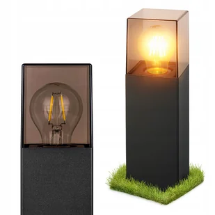 Lampa LED Ogrodowa stojąca słupek 30cm zewnętrzna E27 CZARNA filament - Lampy ogrodowe - miniaturka - grafika 1