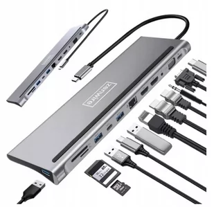 Stacja dokująca HUB USB-C 12w1 RJ45 2x HDMI 4K M1 - Huby USB - miniaturka - grafika 1