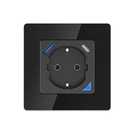 Akcesoria do monitoringu - Extralink Smart Life Wall Socket Set Pro | Zestaw inteligentne gniazdko + ramka | Kolor Czarny, 230V, 1x USB A, 1x USB C, WiFi - miniaturka - grafika 1