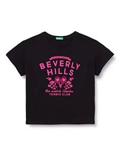Koszulki dla dziewczynek - United Colors of Benetton Koszulka dziewczęca 3096c10ao, czarna 100, 140 cm, Czarny 100, 140 - grafika 1