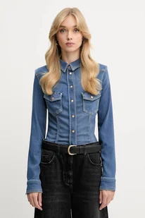 Guess koszula KALIMA damska kolor granatowy slim z kołnierzykiem klasycznym W5YH63 D0781 - Koszule damskie - miniaturka - grafika 1