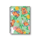 Zeszyty szkolne - Penmate Brulion A5 w twardej oprawie w spirali Kapibara Łąka kratka 80 kartek - miniaturka - grafika 1